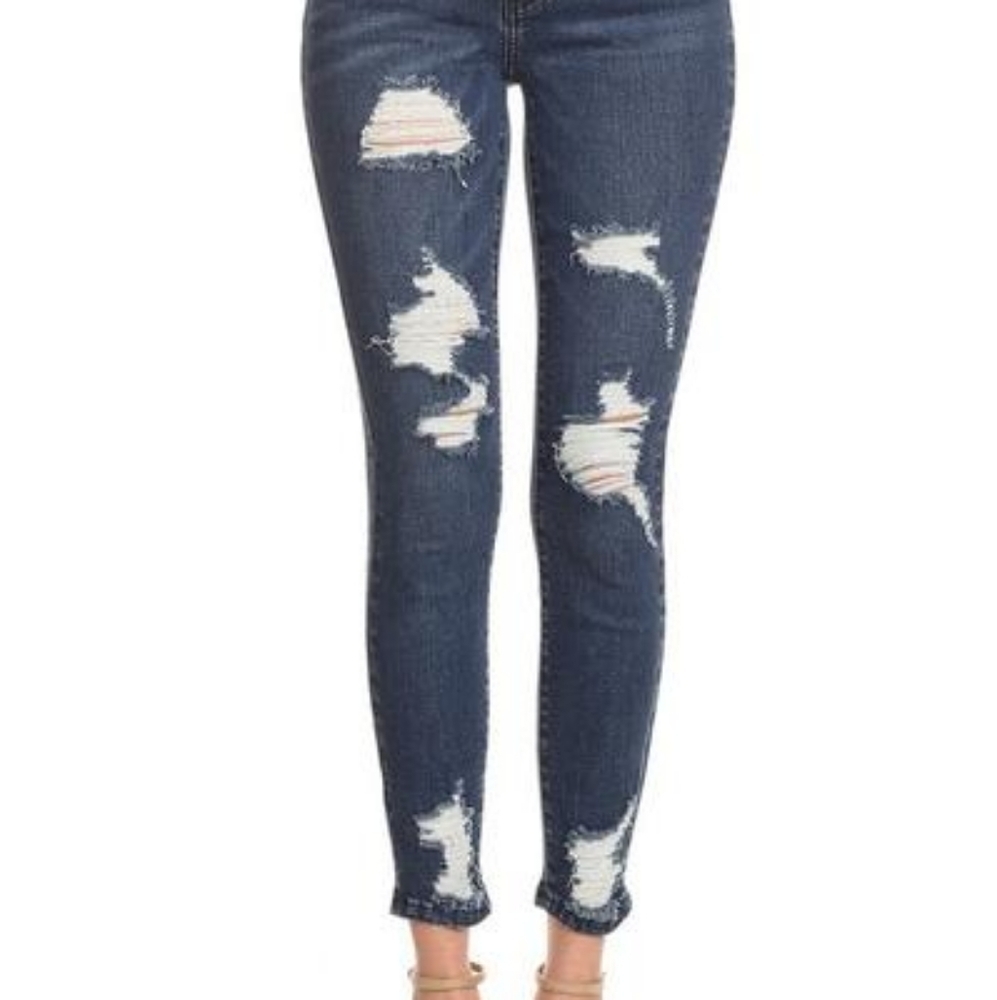 HAMMER High Rise Ankle Skinny Distressed Jeans Size 15 NWT